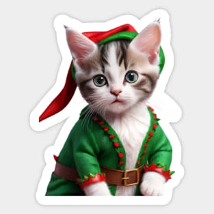 Funny Cat Cute Merry Christmas Ugly Xmas Sweater Elf Kitty Sticker